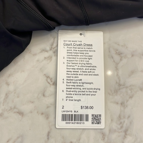 NWT Lululemon Court Crush Dress Size 2 Black Exercise Dress - Picture 8 of 10